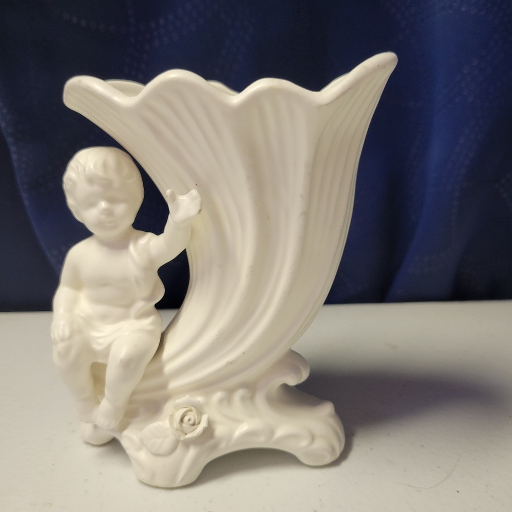 Vintage Inarco Cornucopia Cherub Planter Vase Ornate 1963 E-1188